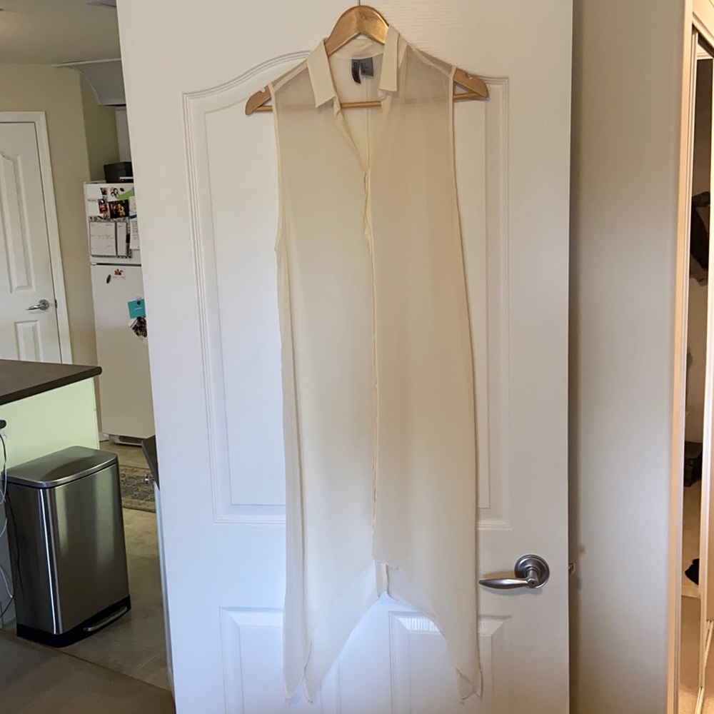 Long cream sheer blouse